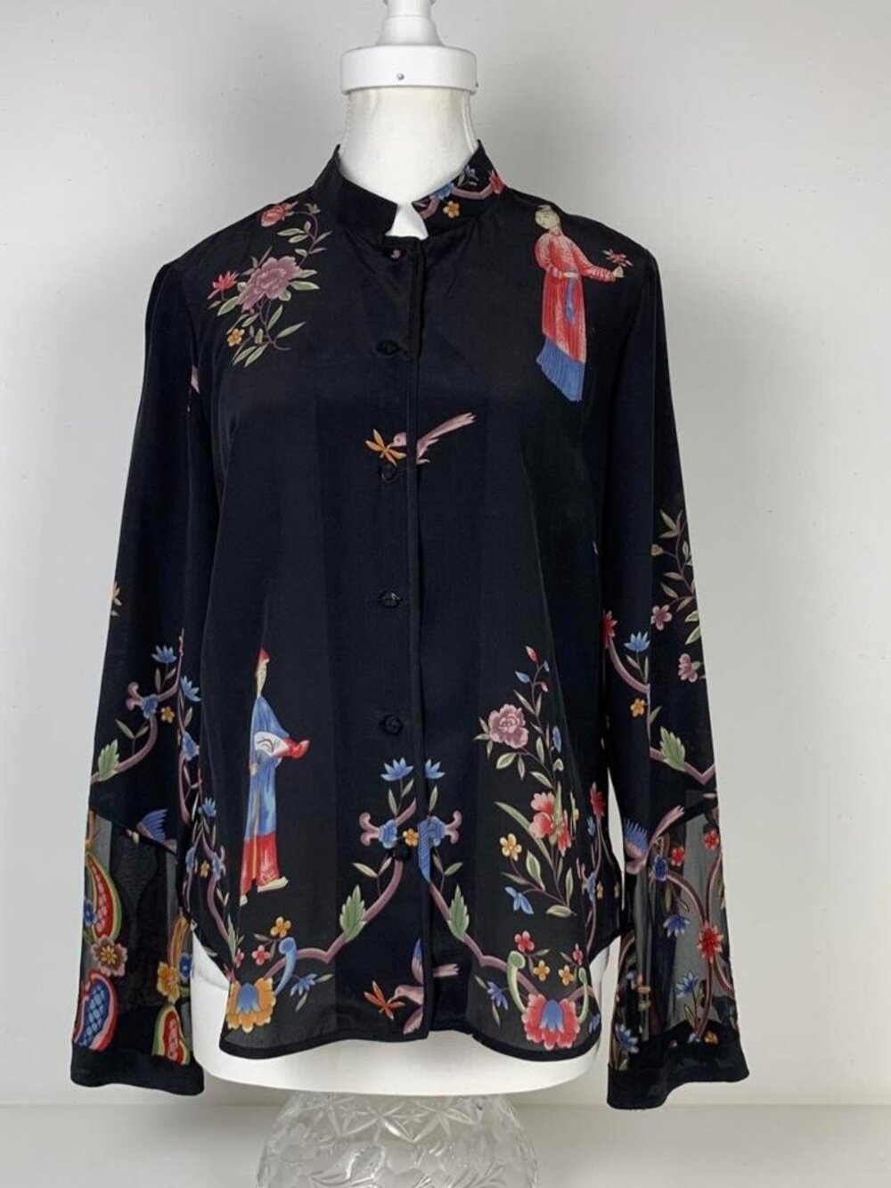 Citron Santa Monica Floral & Figurative Print Silk Blouse - Size S, M Available